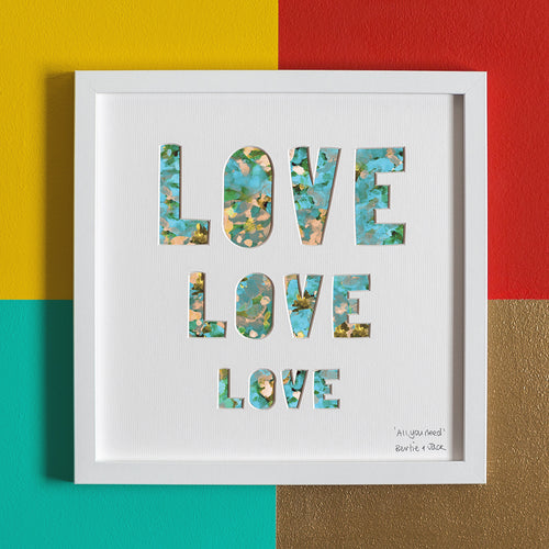 Typographic artwork with words Love Love Love