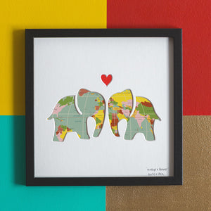 Elephant artwork with map design