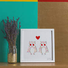 Load image into Gallery viewer, Two owls with a heart above their heads
