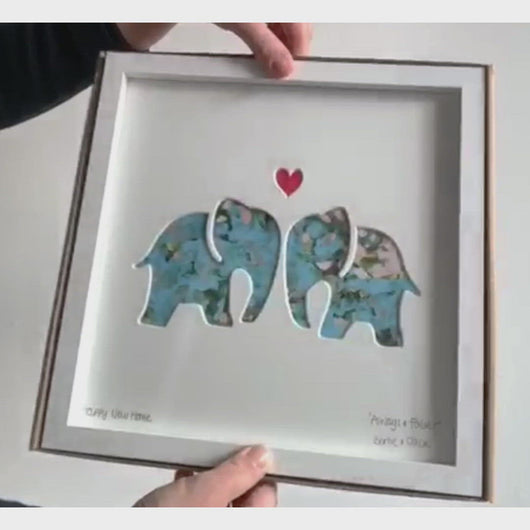 Bertie & Jack Always and Forever Elephants artwork video, shown with gift box.